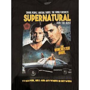 SUPERNATURAL Sam & Dean New Black SS Graphic Tee Size 2XL